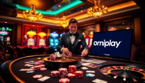 Experience the thrill of Onicplay's casino games with vibrant chips and exciting roulette wheels.