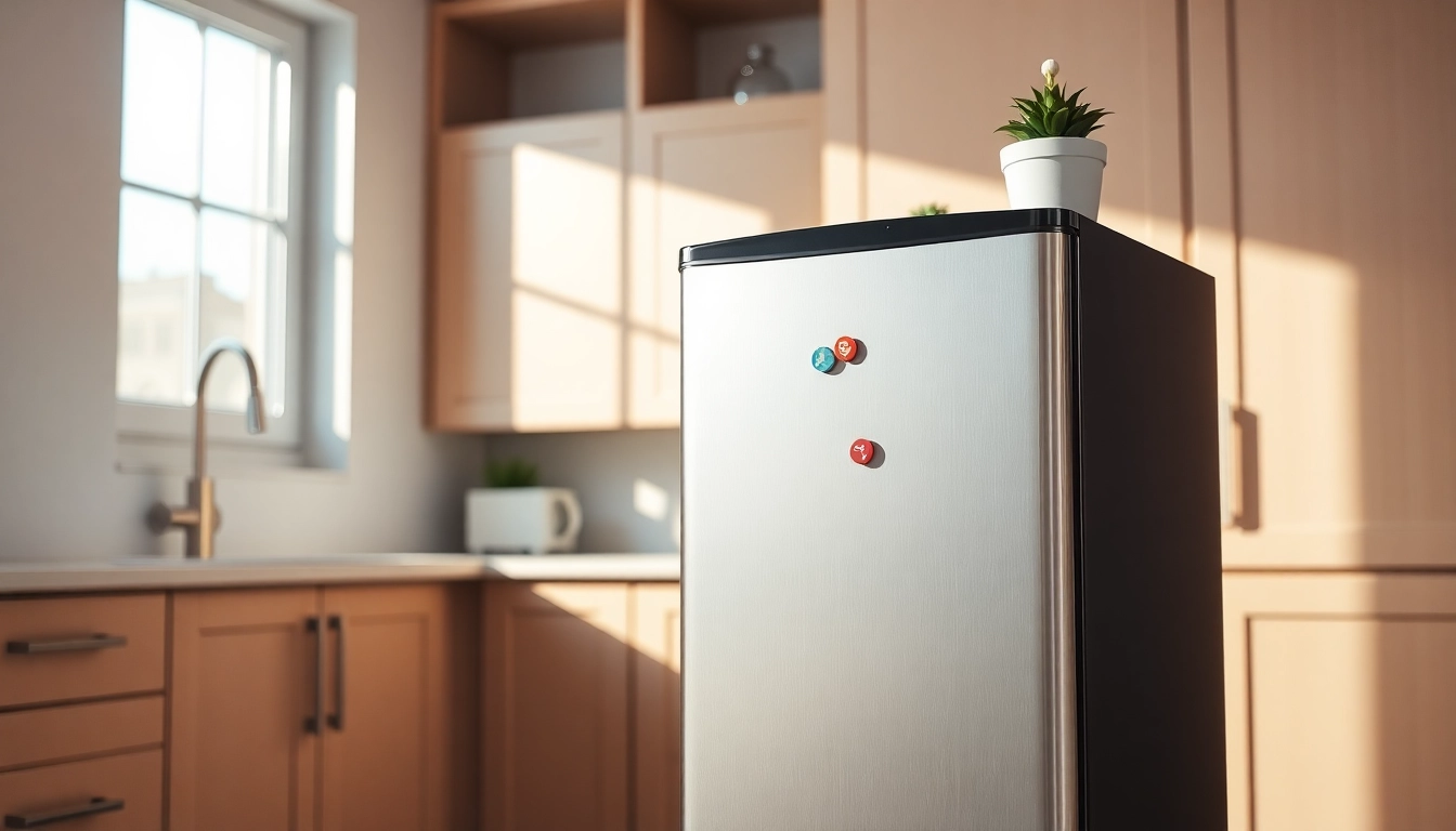 Showcasing affordable mini fridge and freezer in a stylish kitchen with natural lighting.