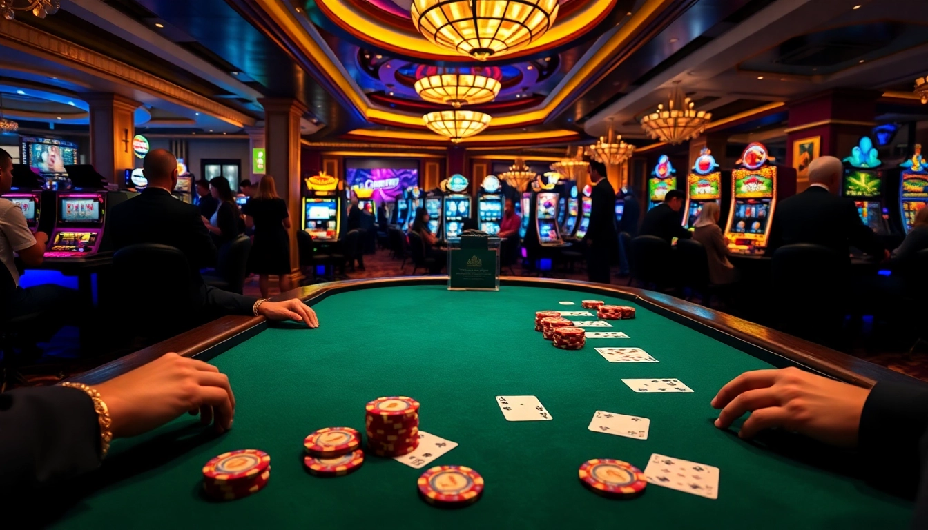Vivez l'excitation des meilleurs casinos en ligne lors d'une partie de poker luxueuse avec des éléments de casino vibrants.