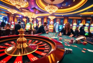 Experience the excitement of mm88 at a vibrant casino with roulette, poker, and slot machines.