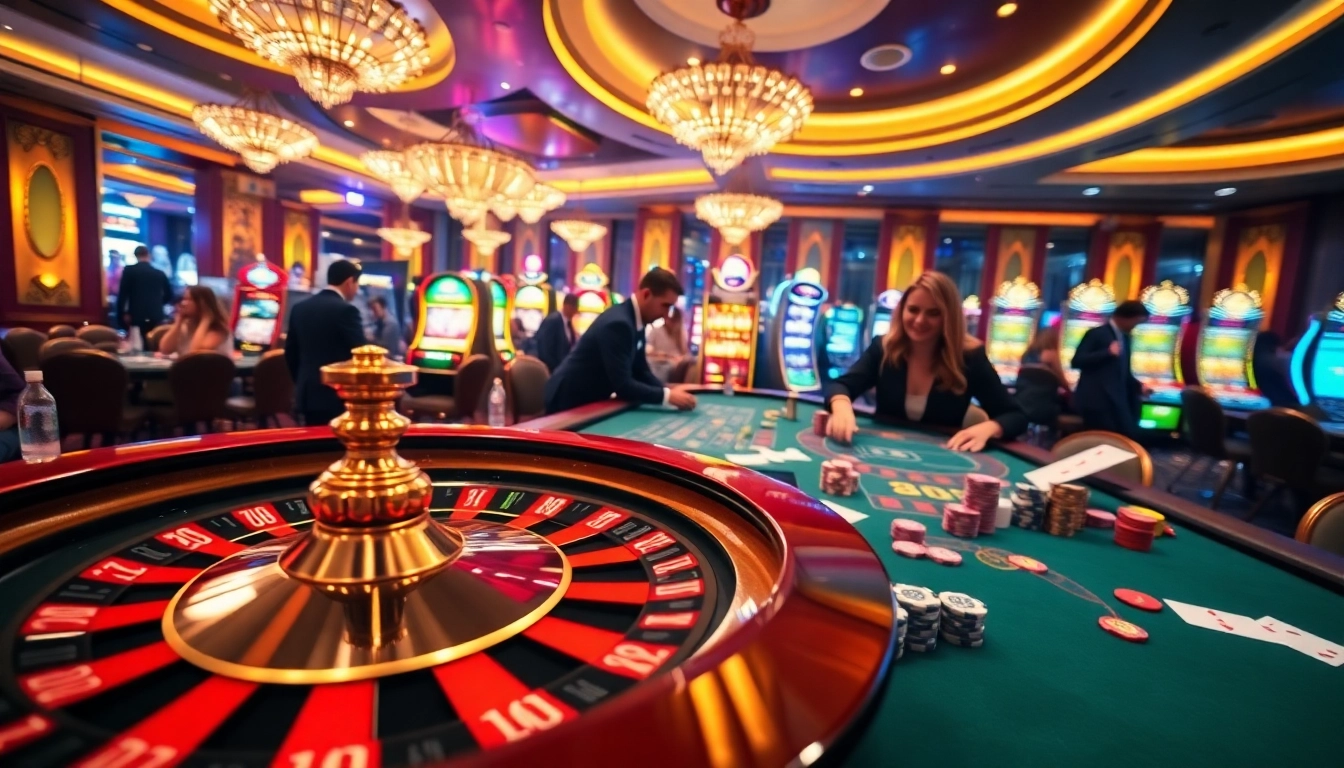 Experience the excitement of mm88 at a vibrant casino with roulette, poker, and slot machines.