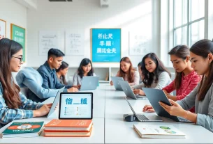 Youdao translation technology in a vibrant classroom setting with students engaged in language learning.