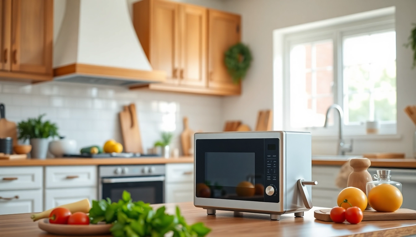 Showcase of an affordable appliance in a bright kitchen setting with fresh ingredients and warm tones.