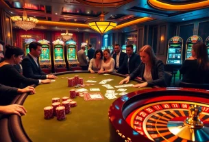 Vivez l'excitation des meilleurs casino en ligne avec des joueurs profitant d'une partie de poker haut de gamme.